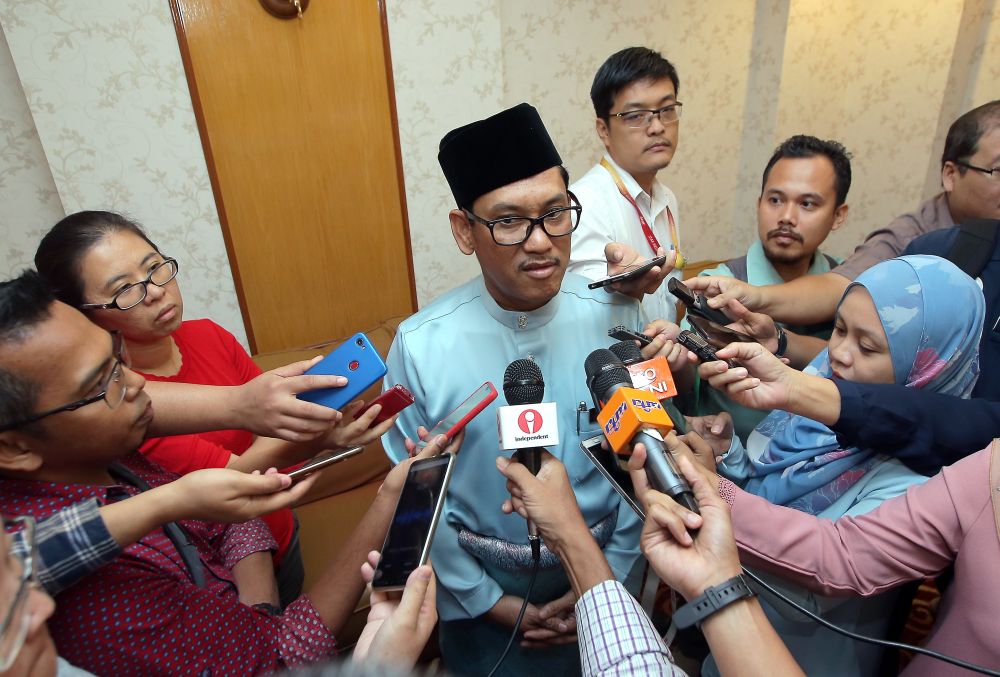 Datuk Seri Ahmad Faizal Azumu addresses members of the press during the State Secretariatu00e2u20acu2122s Raya open house in Ipoh June 26, 2019. u00e2u20acu201d Picture by Farhan Najib