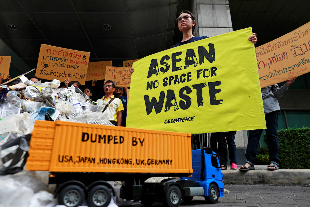 Greenpeace activists protest in front of the Foreign Ministry ahead of the 34th Asean summit in Bangkok, Thailand June 20, 2019. u00e2u20acu201d Reuters pic