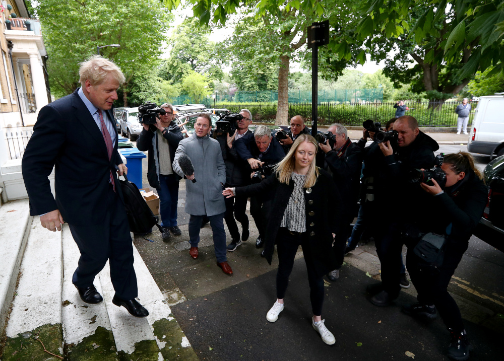 PM hopeful Boris Johnson leaves his home in London, Britain, June 14, 2019. u00e2u20acu201d Reuters pic