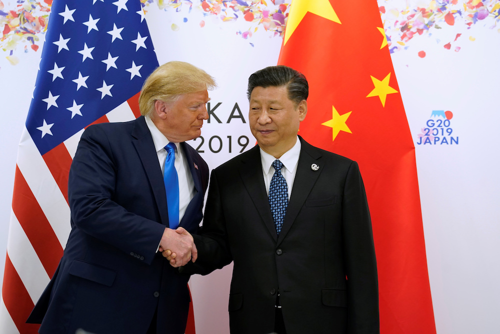 US President Donald Trump and China’s President Xi Jinping shake hands ahead of their bilateral meeting during the G20 leaders summit in Osaka, Japan, June 29, 2019. ― Reuters pic