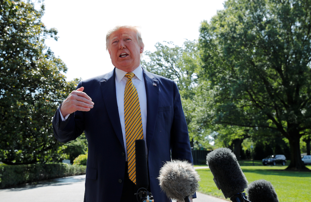 US President Donald Trump speaks to the media as he departs for Camp David from the White House in Washington, US, June 22, 2019. u00e2u20acu201d Reuters picnn