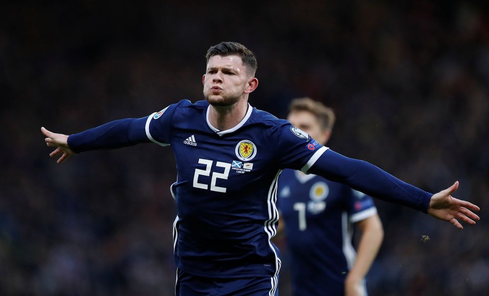 Scotlandu00e2u20acu2122s Oliver Burkecelebrates scoring their second goal against Cyprus during their Euro 2020 Qualifier u00e2u20acu201c Group I match in Glasgow, Britain u00e2u20acu201c June 8, 2019. u00e2u20acu201d Reuters pic