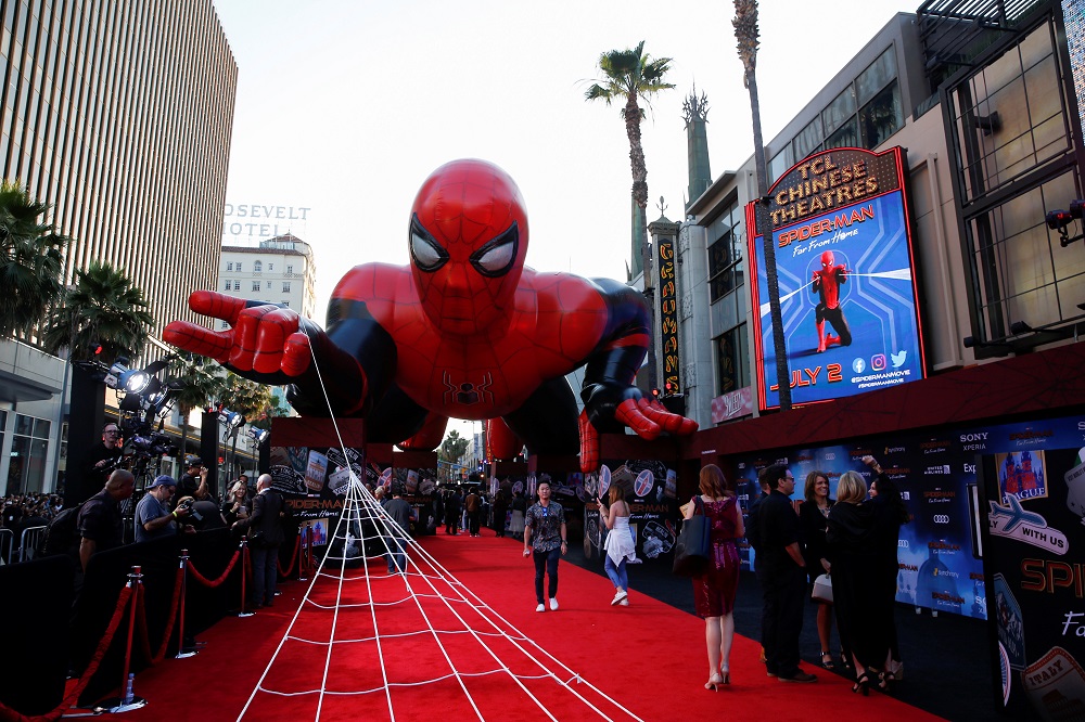 A giant spider-man balloon is seen above the red carpet along a closed Hollywood Blvd outside the TCL Chinese Theatre for the World Premiere of Marvel Studiosu00e2u20acu2122 u00e2u20acu02dcSpider-man: Far From Homeu00e2u20acu2122 in Los Angeles, California June 26, 2019. u00e2u20acu201d Reuters pic    