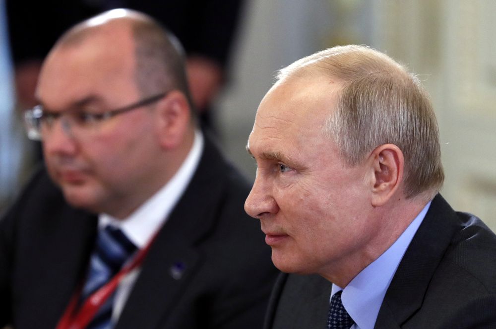 Russian President Vladimir Putin speaks during his meeting with chiefs of International News Agencies on the sideline of St Petersburg Economic Forum, June 6, 2019. u00e2u20acu201d Yuri Kochetkov/Pool picture via Reuters