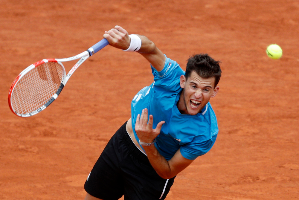Austriau00e2u20acu2122s Dominic Thiem in action during his fourth round match against Franceu00e2u20acu2122s Gael Monfils at the French Open in Paris, France, June 3, 2019. u00e2u20acu201d Reuters pic