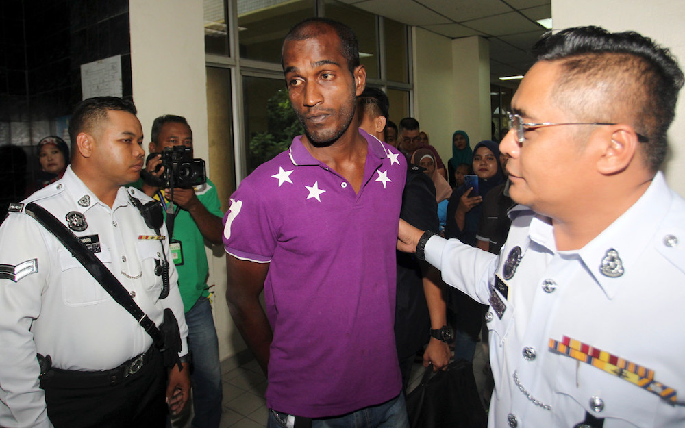 Blacksmith G. Ravi is brought to the Magistrateu00e2u20acu2122s Court in Butterworth June 20, 2019. u00e2u20acu201d Bernama pic