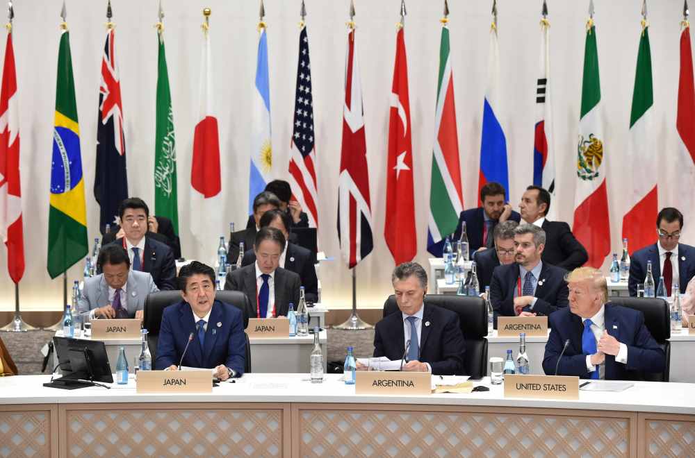 Japan's Prime Minister Shinzo Abe (left), Argentina's President Mauricio Macri (centre), US President Donald Trump (right) and other world leaders at the G20 Summit in Osaka June 29, 2019. u00e2u20acu2022 Reuters pic