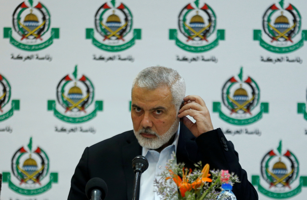Hamas Chief Ismail Haniyeh attends a meeting with members of international media at his office in Gaza City June 20, 2019. u00e2u20acu201d Reuters pic