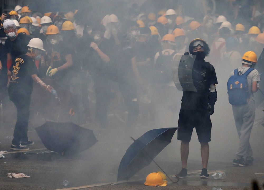 A protester holds a shield during a demonstration against a proposed extradition bill in Hong Kong, June 12, 2019. u00e2u20acu201d Reuters pic