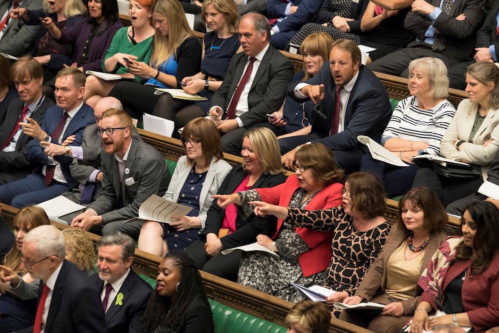 Britainu00e2u20acu2122s opposition MPs point across the bench as Labour Party leader Jeremy Corbyn attends Prime Minister's Questions at the House of Commons in London, Britain June 12, 2019. u00e2u20acu201d Reuters pic