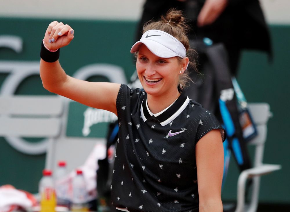 Marketa Vondrousova of the Czech Republic celebrates winning her semi final match against Britain's Johanna Konta. u00e2u20acu201d Reuters pic