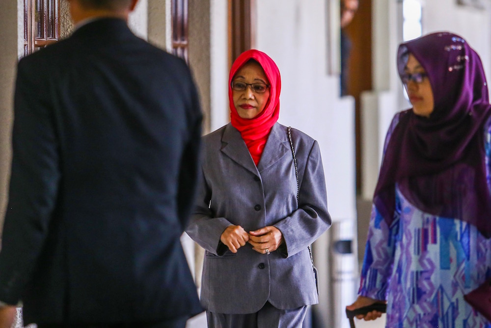 Former deputy chief secretary to the government Tan Sri Mazidah Abdul Majid arrives at the Kuala Lumpur Court Complex June 18, 2019. u00e2u20acu201d Picture by Hari Anggara