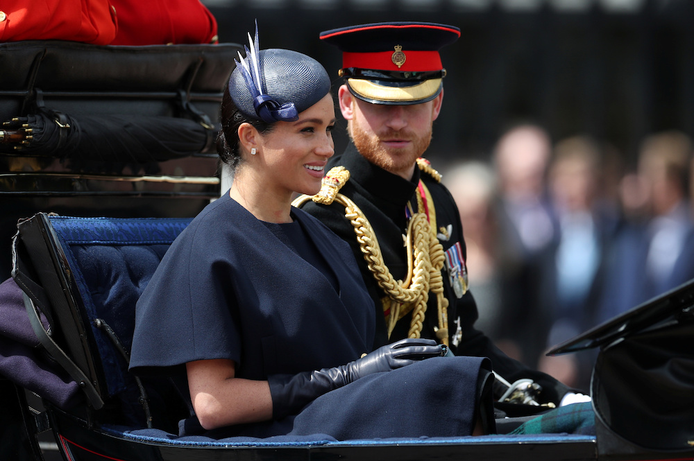 Britainu00e2u20acu2122s Prince Harry and Meghan, Duchess of Sussex take part in the Trooping the Colour parade in central London, Britain June 8, 2019. u00e2u20acu201d Reuters picnn
