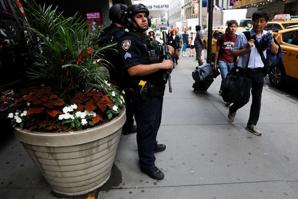 New York City Police Department (NYPD) officers patrol in Time Square after a man was arrested in an alleged plot to buy grenades for an attack on Times Square in New York, US, June 7, 2019. u00e2u20acu201d Reuters pic