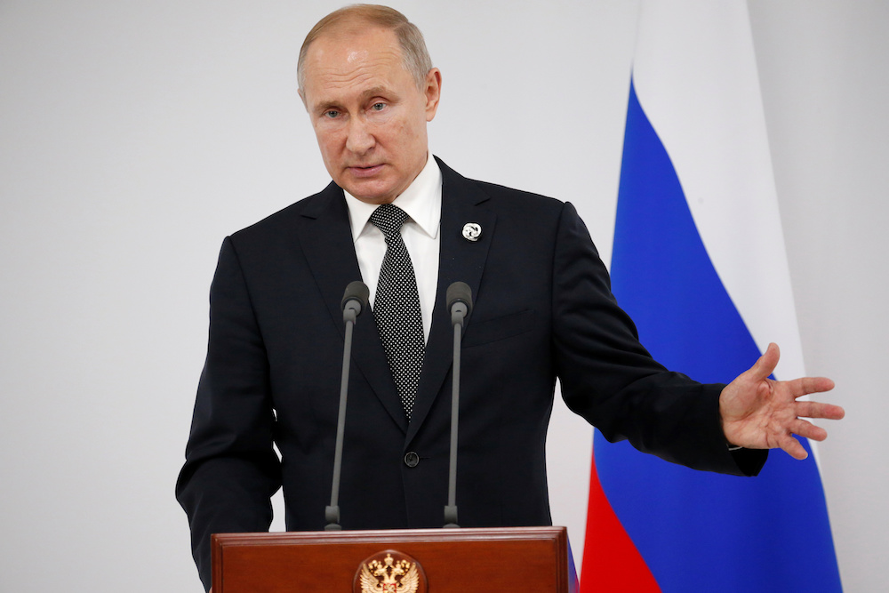 Russian President Vladimir Putin speaks to the media at the G-20 summit in Osaka, western Japan, June 29, 2019. u00e2u20acu2022 Reuters pic