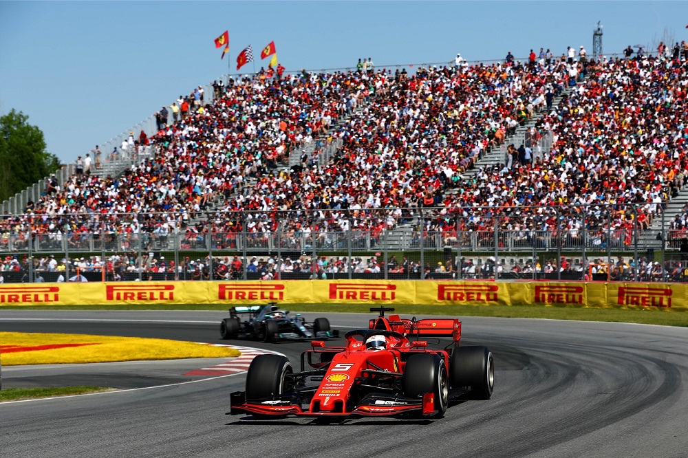 Ferrariu00e2u20acu2122s Sebastian Vettel leads Mercedesu00e2u20acu2122 Lewis Hamilton during the F1 Grand Prix of Canada at Circuit Gilles Villeneuve in Montreal June 9, 2019. u00e2u20acu201d AFP pic