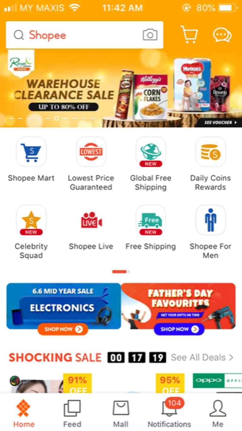The Shopee app was downloaded 20 million times this year. ― Screengrab from Shopee mobile app