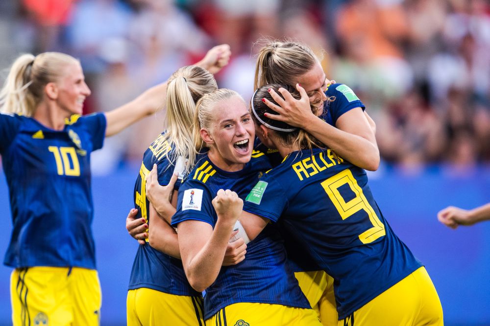 Stina Blackstenius of Sweden celebrates scoring against Germany at the World Cup quarter final. u00e2u20acu201d Reuters pic