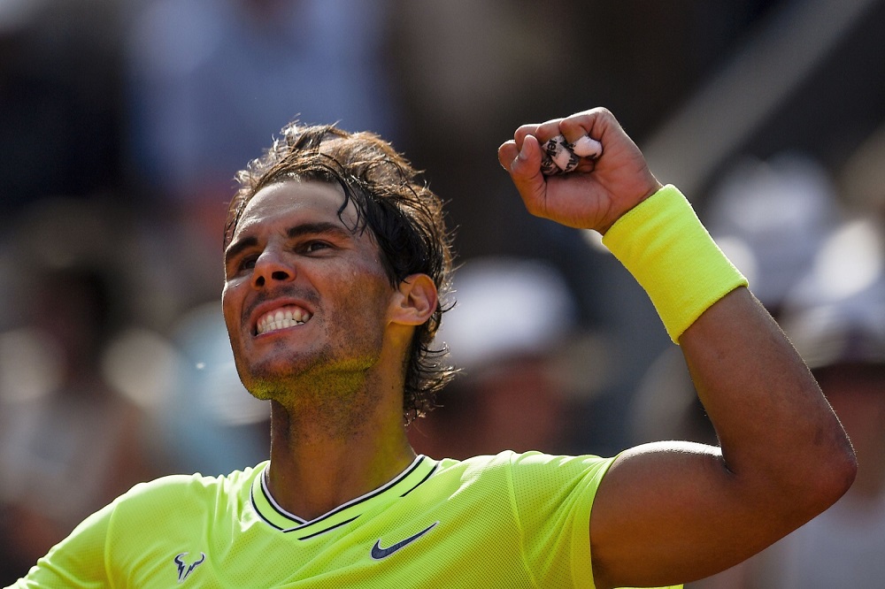 Rafael Nadal celebrates after winning against Juan Ignacio Londero during their men's singles fourth round match in Paris June 2, 2019. u00e2u20acu201d AFP pic