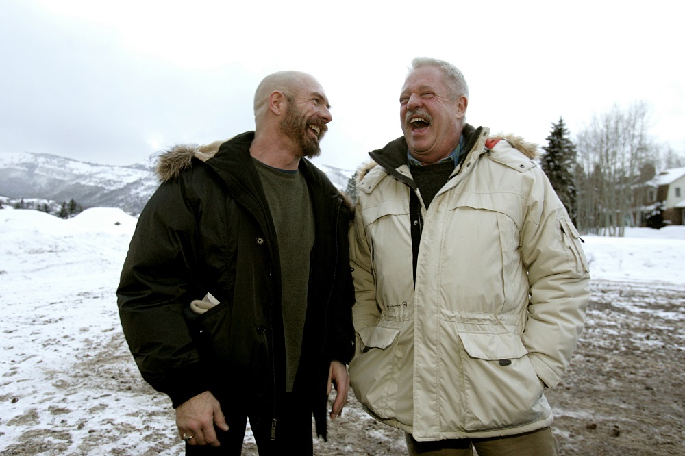 Screenwriters Terry Anderson (left) and Armistead Maupin share a laugh at the premiere of their film u00e2u20acu02dcThe Night Listeneru00e2u20acu2122 at the Sundance Film Festival in Park City, Utah January 21, 2006. u00e2u20acu201d Reuters pic       