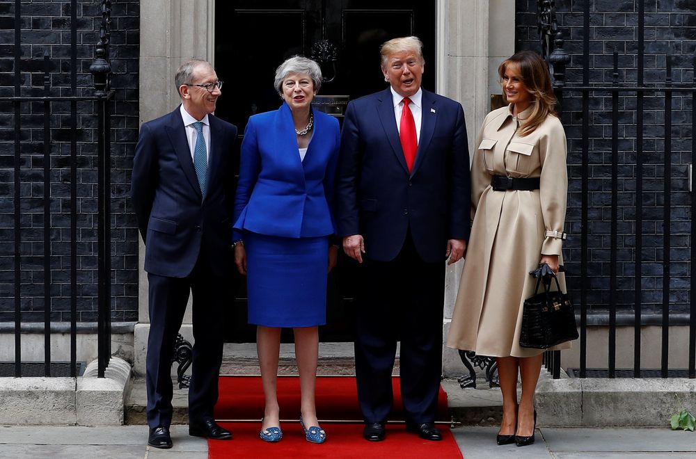US President Donald Trump and first lady Melania Trump meet Britainu00e2u20acu2122s Prime Minister Theresa May and her husband Philip at Downing Street, as part of his state visit in London, Britain, June 4, 2019. u00e2u20acu201d Reuters pic