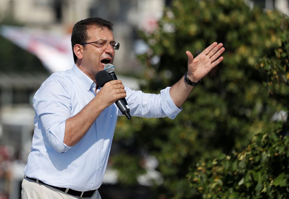 Ekrem Imamoglu, mayoral candidate of the main opposition Republican Peopleu00e2u20acu2122s Party (CHP), addresses his supporters during an election rally in Istanbul, Turkey, June 22, 2019. u00e2u20acu201d Reuters pic