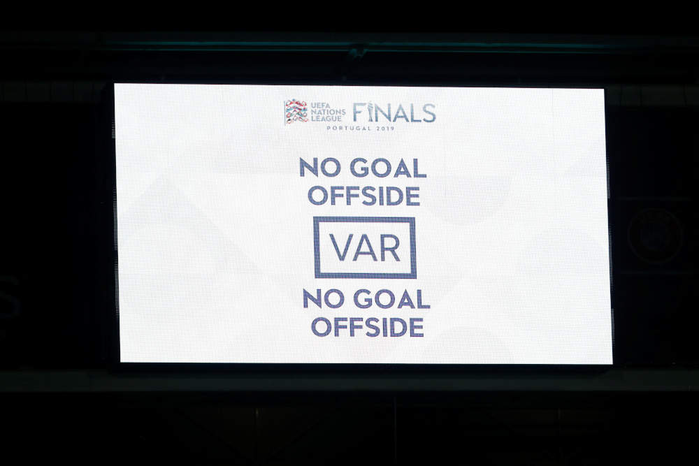 General view of a big screen after a goal scored by Englandu00e2u20acu2122s Jesse Lingard is disallowed following a VAR referral during the Uefa Nations League semi-final between Netherlands and England June 6, 2019. u00e2u20acu201d Reuters pic