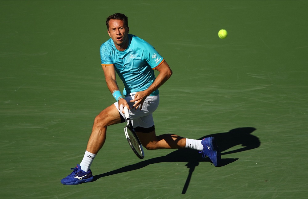 Philipp Kohlschreiber (pic) plays a forehand against Novak Djokovic of Serbia at the BNP Paribas Open in California March 12, 2019. u00e2u20acu201d AFP pic
