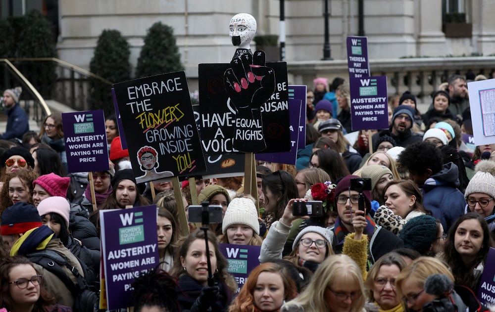 Protesters take part in the Womenu00e2u20acu2122s March calling for equality, justice and an end to austerity in London January 19, 2019. u00e2u20acu201d Reuters pic     