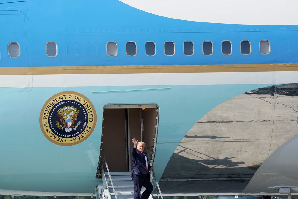 US President Donald Trump waves as he disembarks Air Force One during a refuelling stop at Joint Base Elmendorf, Alaska, on his way to the G-20 Summit in Osaka, Japan, June 26, 2019. u00e2u20acu201d Reuters pic