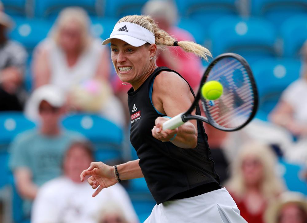 Germany's Angelique Kerber in action during her round of 32 match against Australia's Sam Stosur at the Eastbourne International, June 25, 2019. u00e2u20acu2022 Reuters pic