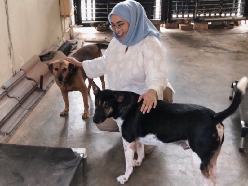 Effy menyamak menggunakan sabun Taharah selepas memegang anjing yang diselamatkan bapanya. u00e2u20acu201d Foto ihsan Twitter/Snugdeal3r