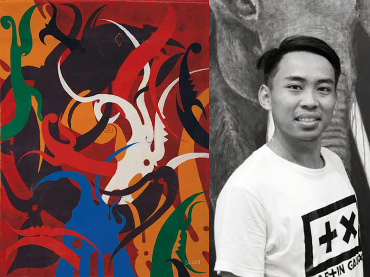 'Bejalai 4' (92cm x 122cm, 2019) by Biri Usine Anak Panau.