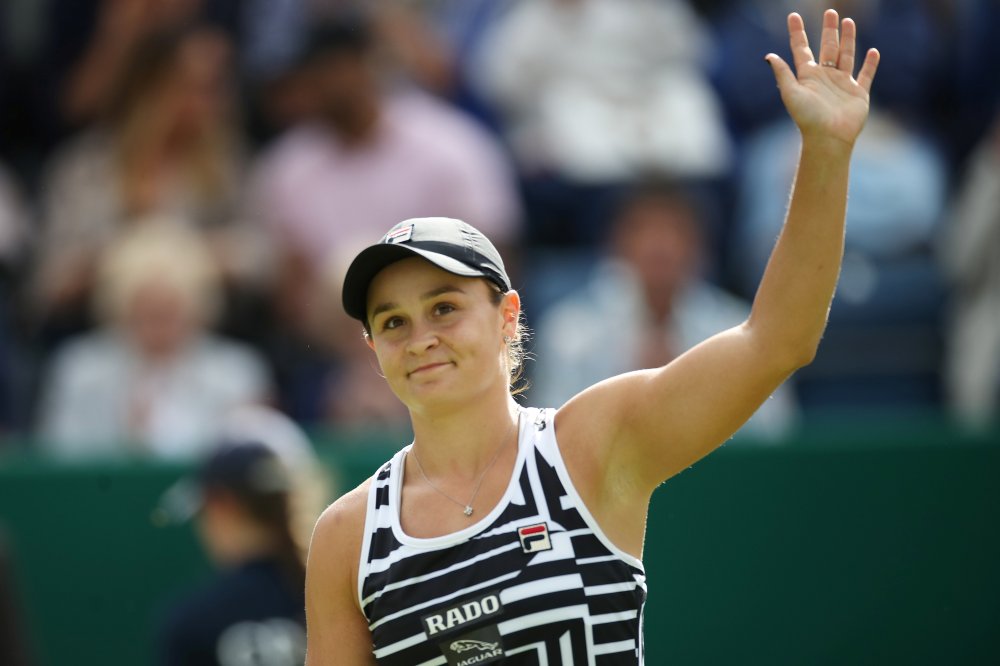Australia's Ashleigh Barty celebrates after winning her quarter final match against Venus Williams of the US in Birmingham June 21, 2019. u00e2u20acu2022 Reuters pic