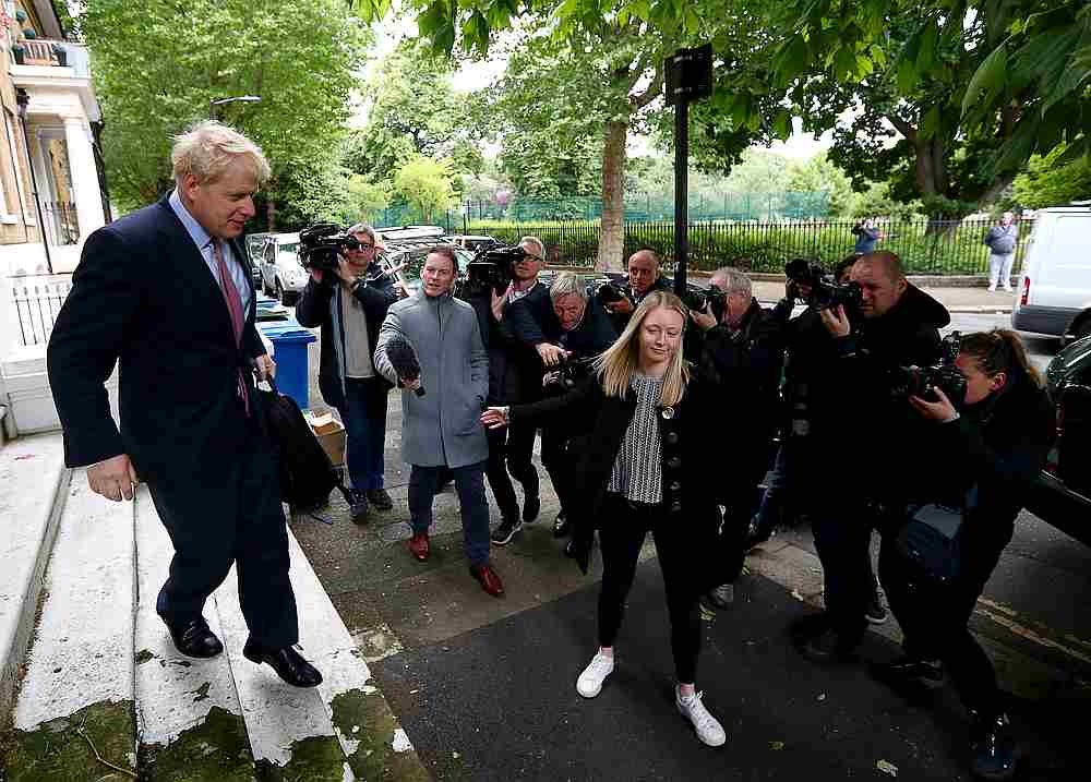 PM hopeful Boris Johnson leaves his home in London June 14, 2019. u00e2u20acu201d Reuters pic