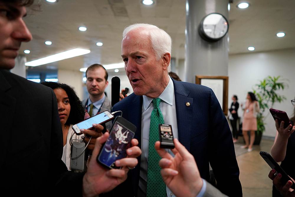 Sen. John Cornyn speaks with reporters ahead of the weekly policy luncheons on Capitol Hill in Washington May 7, 2019. u00e2u20acu201d Reuters pic