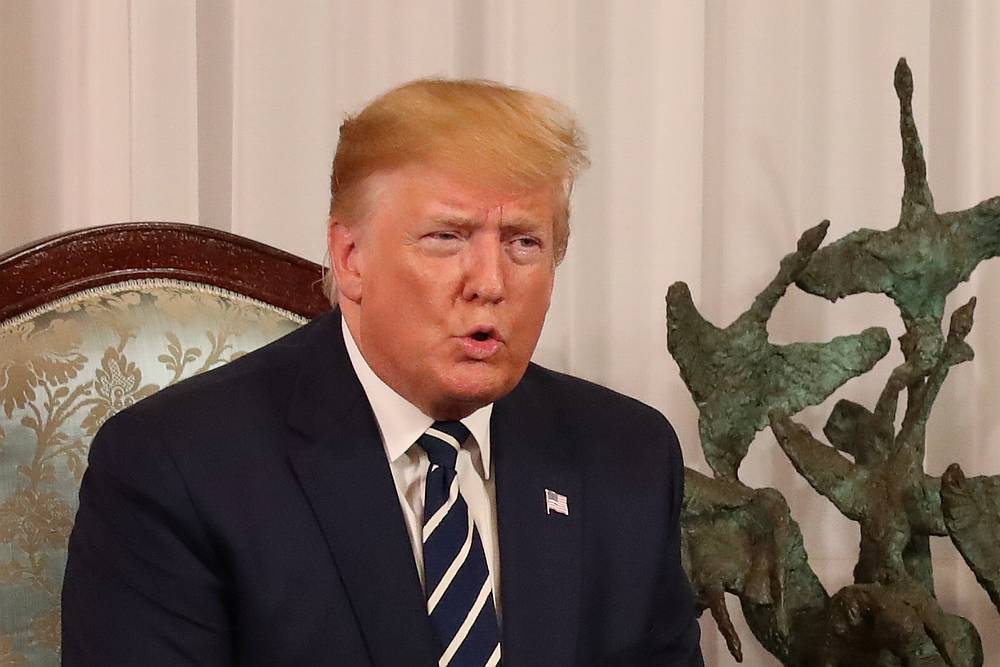 US President Donald Trump speaks during his meeting at Shannon Airport in Ireland June 5, 2019. u00e2u20acu201d Liam McBurney/Pool pic via Reuters