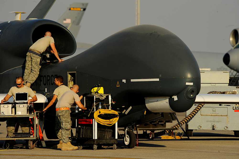 US Air Force personnel prepare a US military drone RQ-4A Global Hawk for takeoff at an undisclosed location in Southwest Asia, December 2, 2010. u00e2u20acu201d Eric Harris/US Air Force handout via Reuters