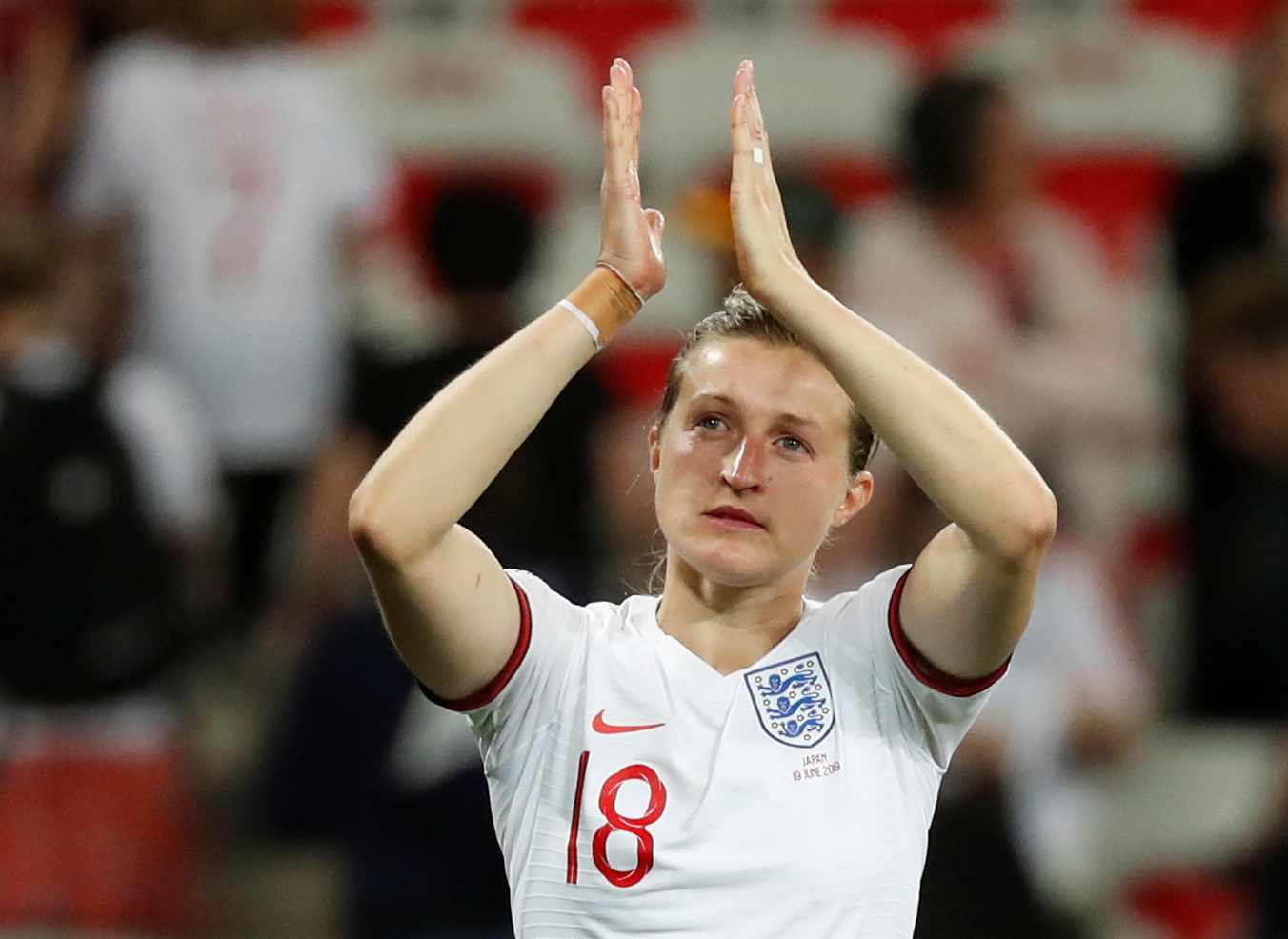 England's Ellen White celebrates after the match against Japan June 19, 2019. u00e2u20acu2022 Reuters pic