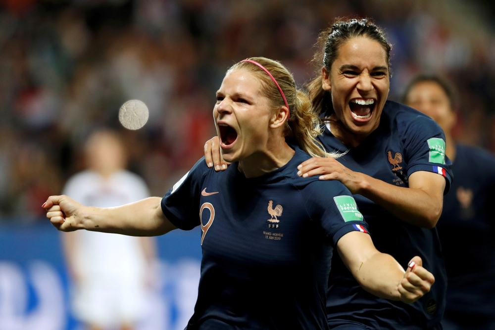France's Eugenie Le Sommer celebrates after scoring the second goal against Norway June 12, 2019. u00e2u20acu2022 Reuters pic