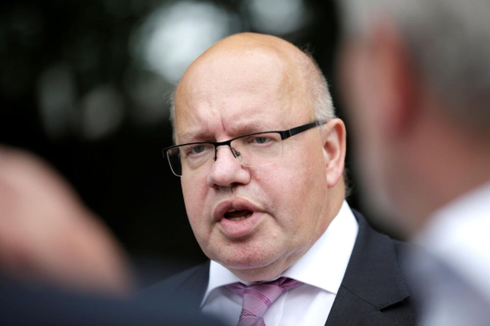 Germanyu00e2u20acu2122s Economy Minister Peter Altmaier speaks to the media in front of the Drum Tower in Beijing, June 19, 2019. u00e2u20acu201d Reuters pic