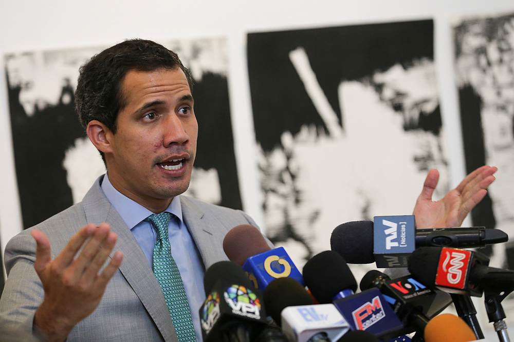 Venezuelan opposition leader Juan Guaido talks to the media during a news conference in Caracas June 26, 2019. u00e2u20acu201d Reuters pic