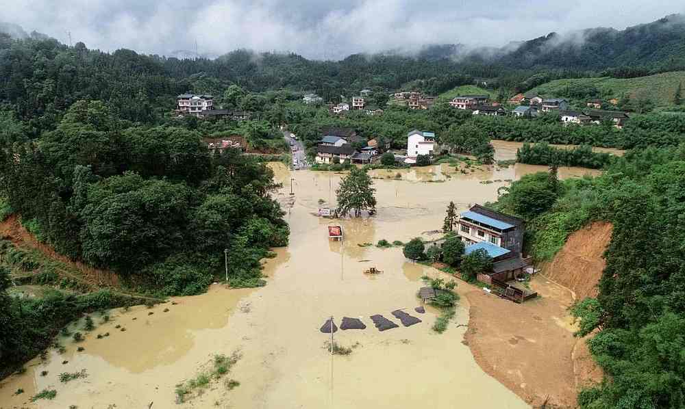 Buildings submerged after heavy rain caused flooding in Rongan in China's southern Guangxi region June 9, 2019. u00e2u20acu201d AFP pic