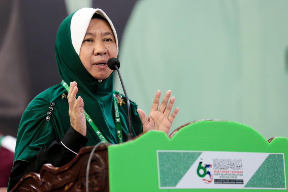 PAS Central Committee member Dr Halimah Ali Abdullah speaks during the last day of Muktamar 2019 in Kuantan June 23,2019.  u00e2u20acu201d Picture by Ahmad Zamzahuri