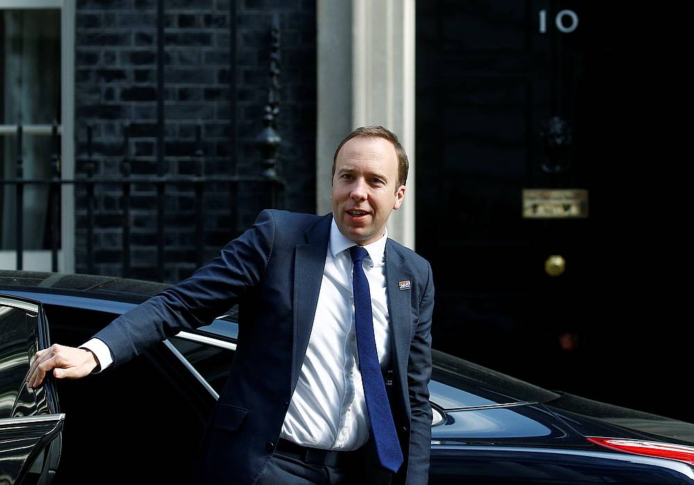 Britain's Secretary for Health Matt Hancock seen outside Downing Street in London May 7, 2019. u00e2u20acu201d Reuters pic