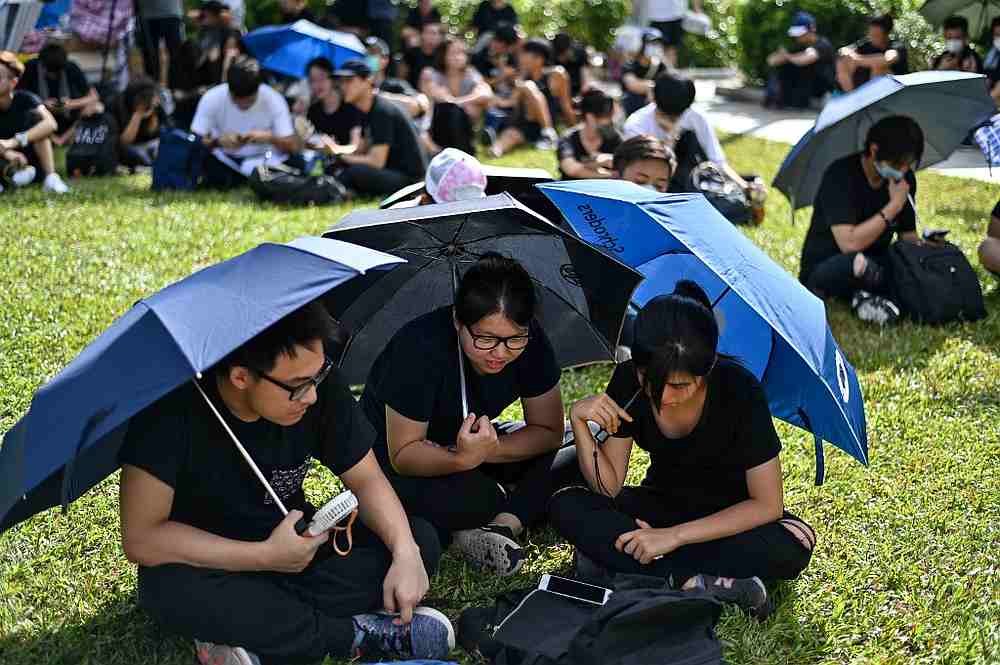 Protesters gather outside the government headquarters in Hong Kong June 21, 2019. u00e2u20acu201d AFP pic