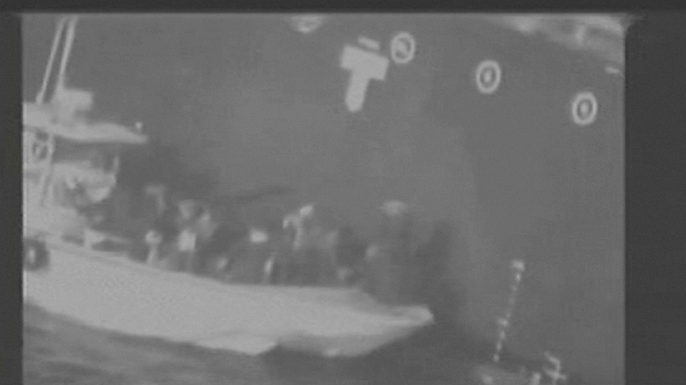 Still image taken purports to show Iran's Revolutionary Guard (IRGC) removing an unexploded limpet mine from the side of the Kokuka Courageous Tanker June 13, 2019. u00e2u20acu201d Courtesy US military via Reuters pic
