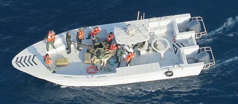 The Pentagon says members of the Islamic Revolutionary Guard Corps Navy seen removing an unexploded limpet mine from the M/T Kokuka Courageous after it was attacked with another mine which did explode on June 13, 2019. u00e2u20acu201d US Navy handout via Reuters