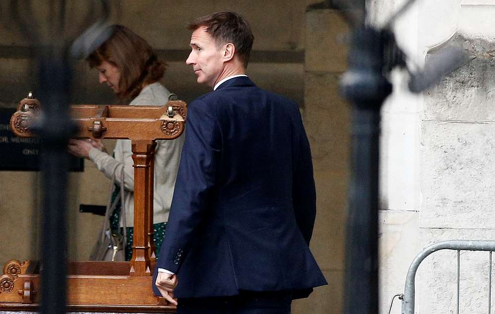 Jeremy Hunt, leadership candidate for Britain's Conservative Party, walks near the Houses of Parliament in London June 18, 2019. u00e2u20acu201d Reuters pic