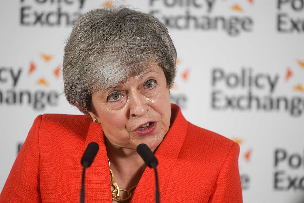 Britain's Prime Minister Theresa May gives a speech in central London May 30, 2019. u00e2u20acu201d Daniel Leal-Olivas/Pool pic via Reuters